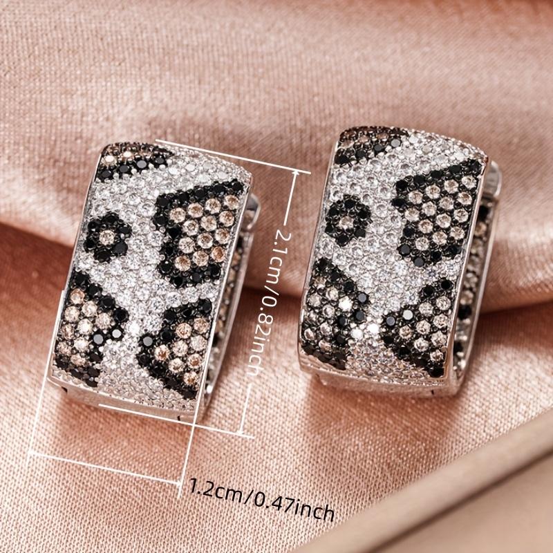 Retro Leopard Print Hoop Earrings for Women - Micro-Paved Black Synthetic Zirconia & Cubic Synthetic Zirconia, Nickel-Free Copper Jewelry
