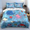 Cute Ocean Animals Pattern Bedding Duvet Cover Set  (1*Duvet Cover 2*Pillowcases, without duvet insert)