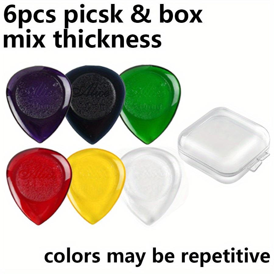 

6pcs 2.5cm Colorful Transparent Guitar Picks 1/2/3mm Thick Teardrop Plectrum with Storage Box Acoustic Electric Guitar JXB