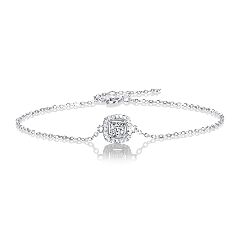Tancise Damen-Armband, Moissanit-Zirkon, 925er-Sterlingsilber, Schmuck, geometrische Perlenkette, Gliederarmband, modisch, feines Hochzeitsgeschenk für Freundin