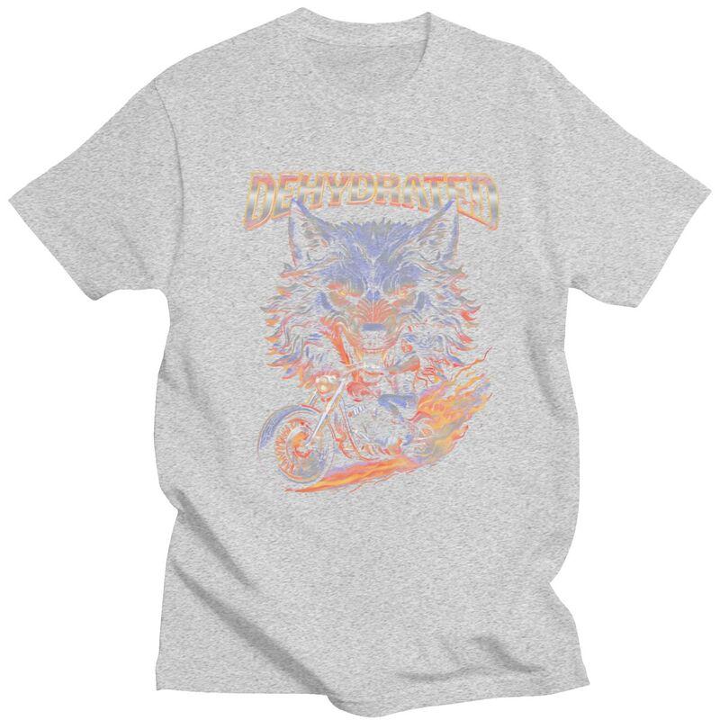 Dehydrated Wolf Biker T Shirts Unisex Tshirt Summer Streetwear Casual Graphic Tee For Husband 100 Cotton Slim Fit Clothes