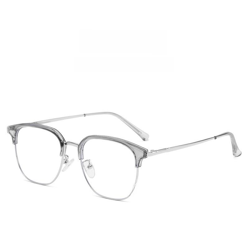 Business Style Half Frame Blue Light Blocking Glasses For Men Women With Pc Lenses For Casual Wear