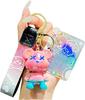 [AIXUAN] Cute Bear Gradient Resin Keychain for Girls and Boys - Easy To Carry Cute Animal Pendant Metal Keychain (Pink Blue)