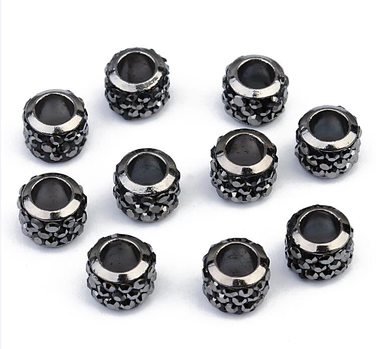 20pcs Rhinestone Crystal Beads Shambhala Ball Beads Metal Big Hole Beads Loose Spacer Beads For Jewelry Making DIY Accessories