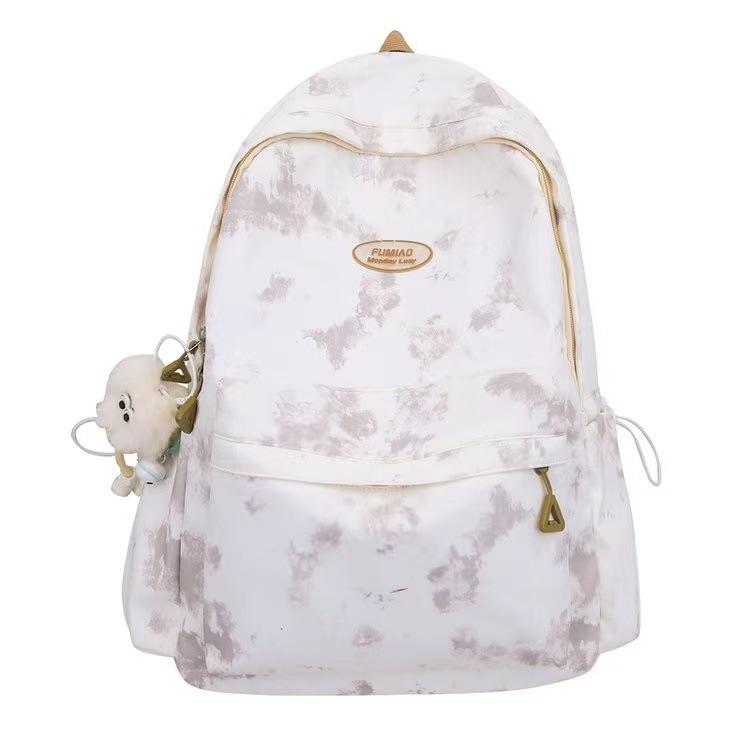 Schoolbag Tie-dye Niche Japanese ins Style School Bag Female, Simple High-end Sense Backpack High School Student Junior High School Student Backpack