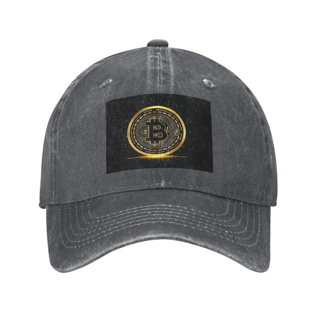 Bitcoin Cryp Washed Denim Cap Casual Baseball Caps Adjustable Hat Summer Unisex Baseball Hats