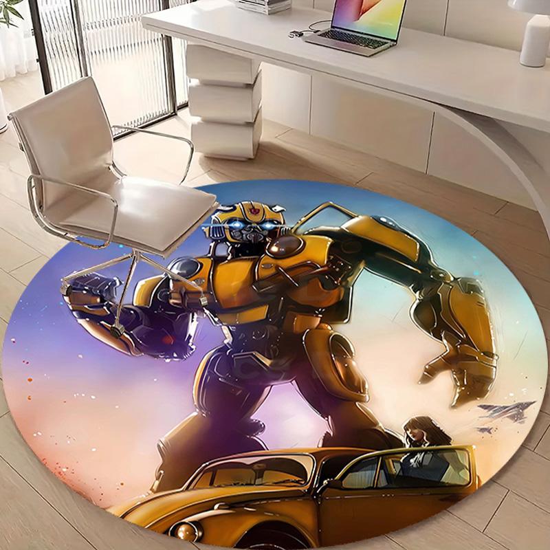 1pc Bumblebee5 Design Printed Area Round Carpet for Bedroom Living Room Home Decor Rugs Mat Non Slip Mat Rug for Bedside