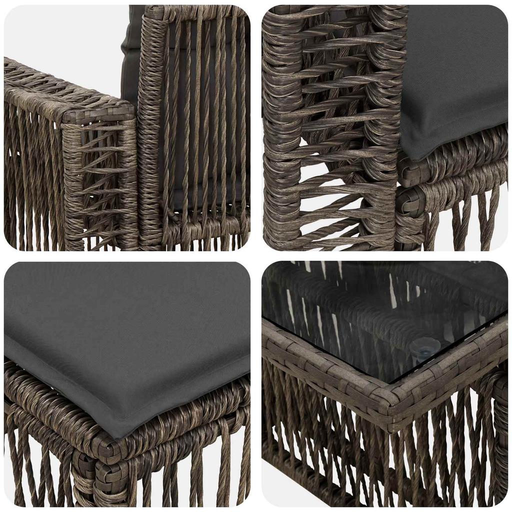Garden Sofa Set 7 Pieces Grey and Dark Grey Poly Rattan