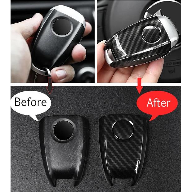 Carbon Fiber Style ABS Plastic Key Shell Cover Trim For Alfa Romeo Giulia Stelvio 2017 2018   Car Accessories Parts