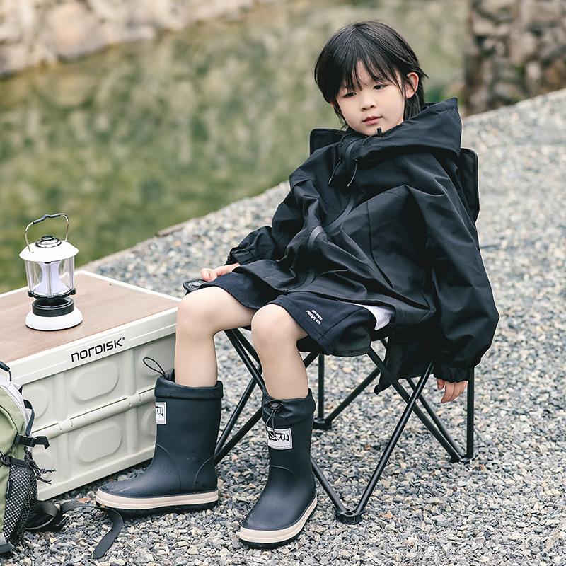 

New version of children s heightened bundle rain shoes boys and girls non-slip soft-soled rain boots camping waterproof shoes, light to wear inner length 150mm [suitable for 20-21 yards] чёрный