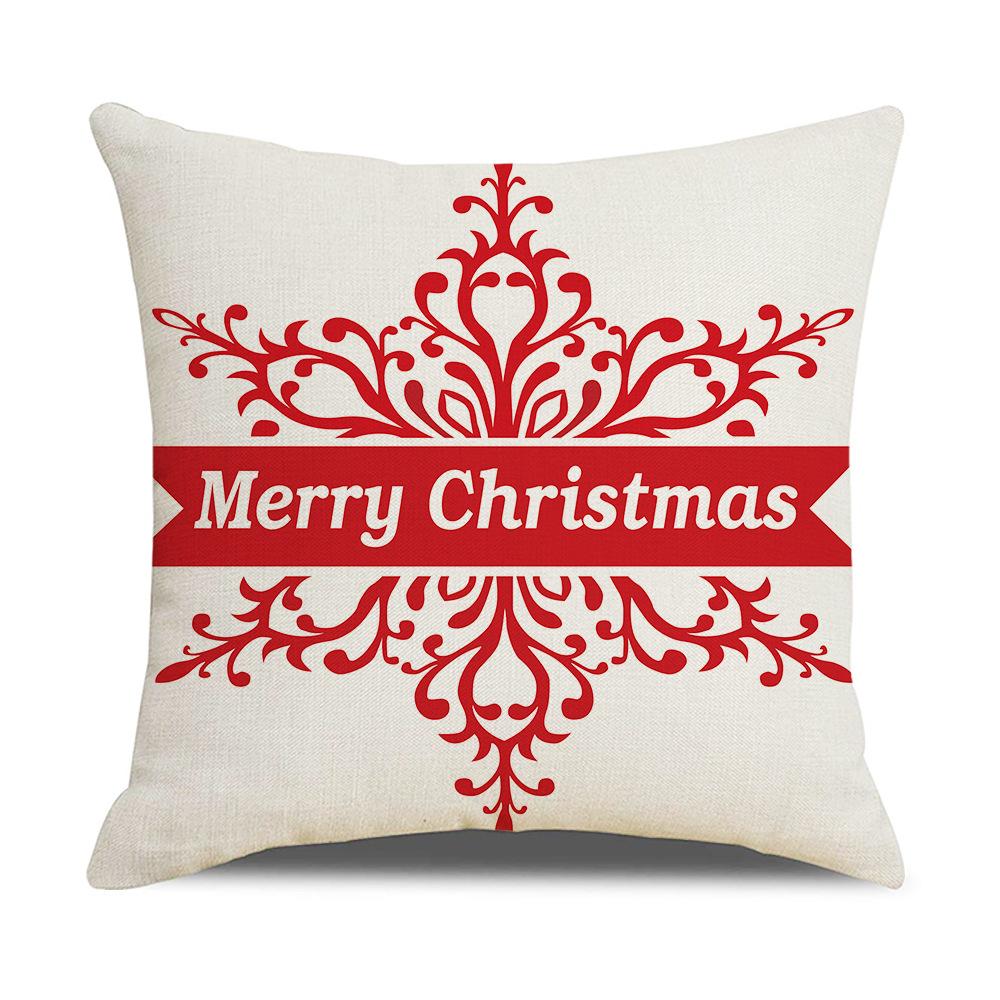 New Red and White Christmas Pillowcase Homewares Cartoon Elk Linen Sofa Pillowcase