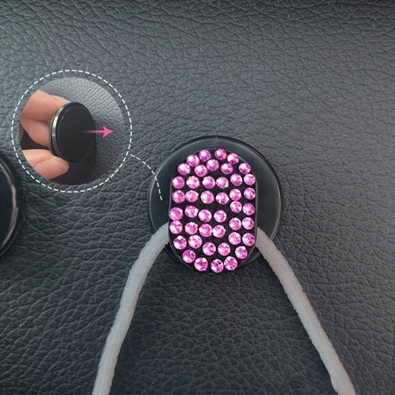 Paste Practical Diamond-encrusted Cute Car Seat Back Hook for Car Interior