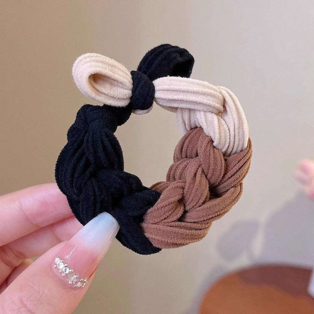 Korean Style Knitted Bow Hair Tie - High Elastic Ponytail Holder