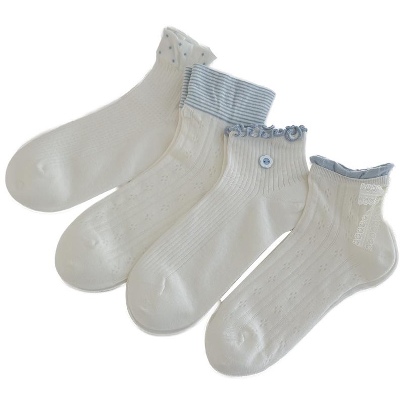 Women's Summer Thin Mesh Lace Bow Ankle Socks - Sweet Lolita Style