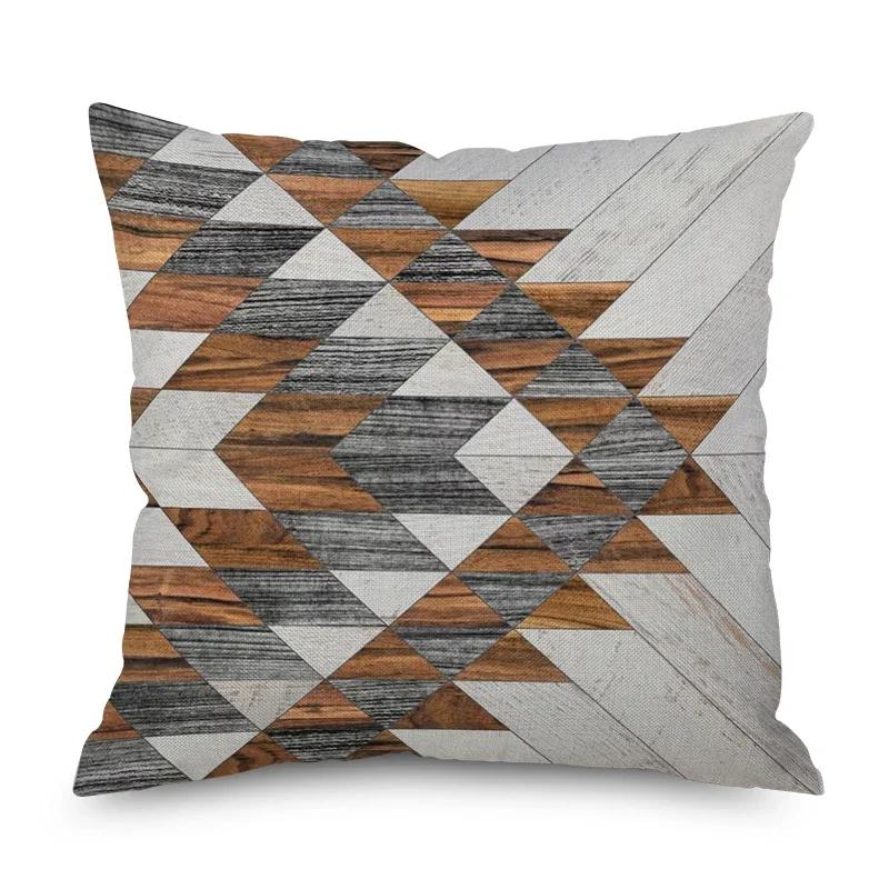 Home Decor Nordic Christmas Brown Geometric Ornament Pillowcase Sofa Chair Printed Car Cushion Cover funda de almohada