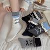 Soft Plush Lolita Girl Sweet Socks with Bow Ties, Mid-calf Thick Pile, Cute Lace, Extra Thick, Suitable for Autumn and Winter.