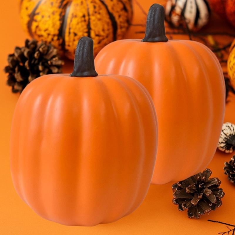 Celebratory Handcrafted Spume Pumpkin Decoration With Slanted Head And Mysterious Mood Lighting