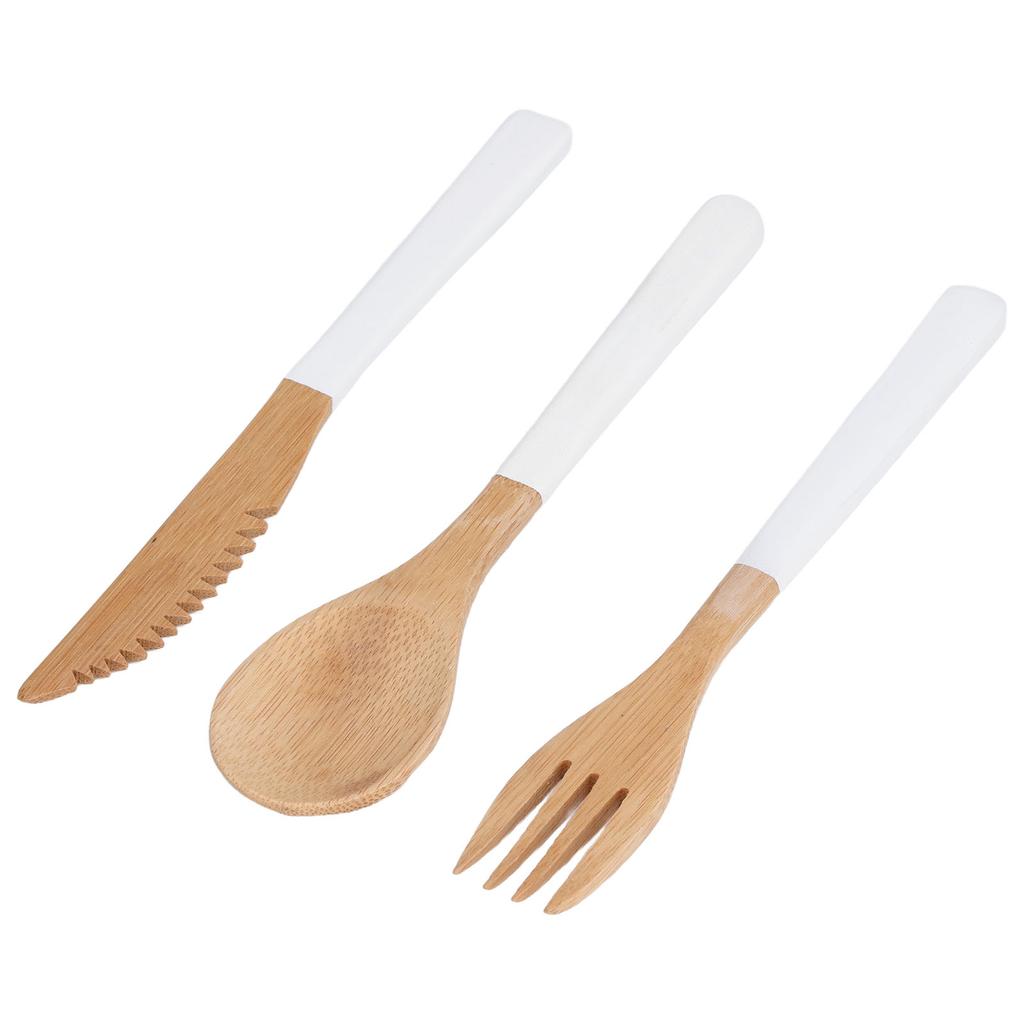 3Pcs Japanese Wooden Cutlery Set Safe BPA Free Wooden Cutlery Spoons Forks Knives for Kitchen