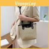 Trendy Large Size Straw Woven Shoulder Bag With Magnetic Buckle Closure