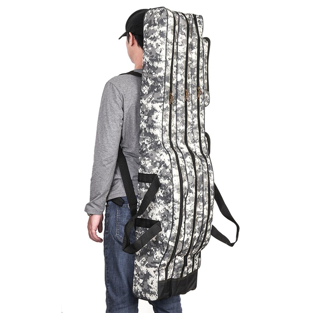 Doorslay 3 Layers Fishing Bag Portable Folding Fishing Rod Reel Bag Fishing Tackle Carry Bag Case Travel Storage Bag