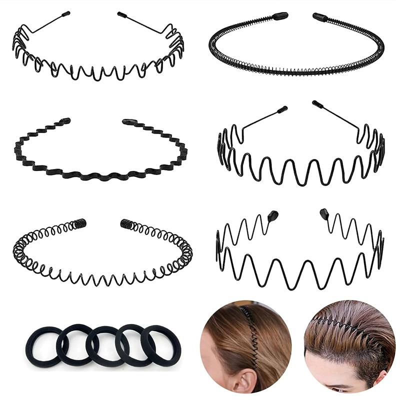 Diadema Metálica Ondulada de Resorte Unisex Sin Deslizamiento Diademas para Deportes al Aire Libre Diadema Simple para Mujeres Hombres Adorno para Lavarse la Cara