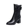 Neue Martin-Stiefel trendige Herbst- und Winter-Samt-Dicke-Ferse Hohe Ferse Mittlerer Schaft Einzelne Stiefel Baumwollstiefel