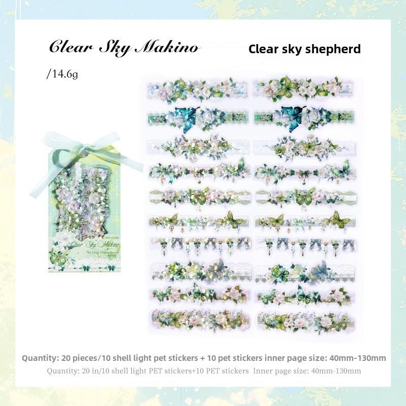 Journamm 20 Stück/Packung Spitze Blume Schmetterling Lang PET-Aufkleber DIY Collage Zubehör Kreative Dekoration Schreibwaren Ästhetische Aufkleber