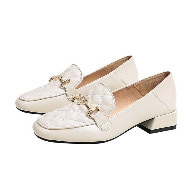 Fashion Lingge Loafers Casual Shoes Womens Retro Mary Jane Shoes Spring Shoes Women 'S Large Size High Heels Platform Heels Pumps