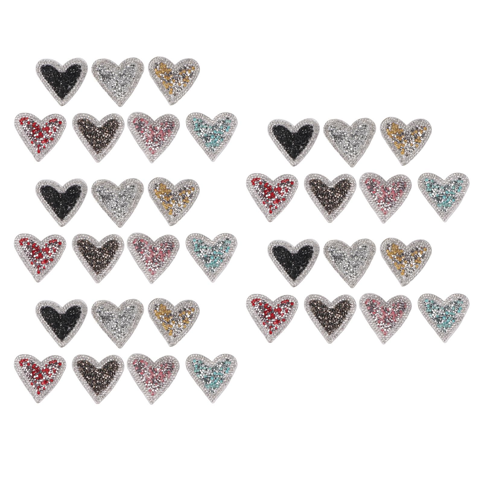 

35 шт. нашивки со стразами в форме сердца, блестящие аппликации, самодельные нашивки для одежды, обуви, шляп