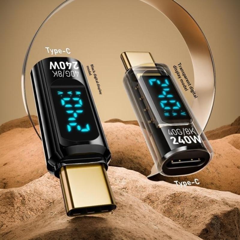 240W Usb C Power Meter Tester Led Digital Display Voltage Current Wattage Detector Type C Male To Female For Phone