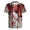 Summer Halloween skull digital printed shirt, men's and women's plus size crew neck short sleeves