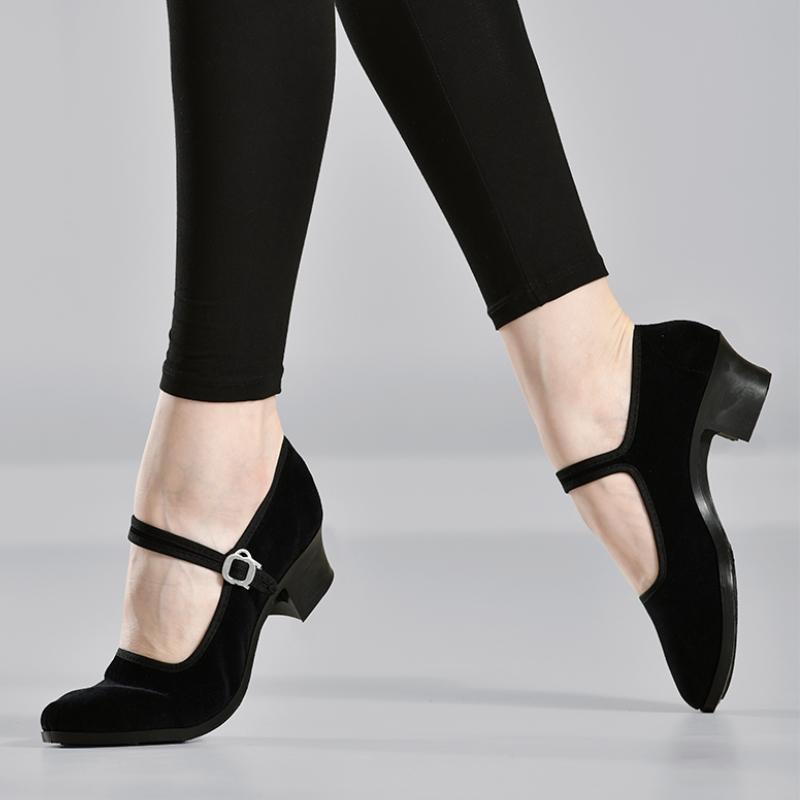Ragazze Adolescenti Esami di Valutazione Danza Scarpe da Ballo Specializzate Scarpe in Tessuto Nero Danza Etnica Donna