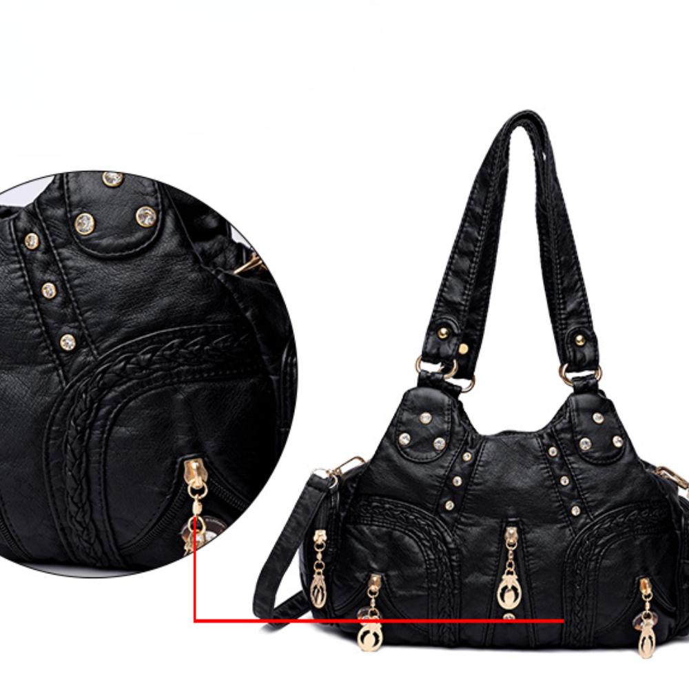Retro Fashion Multifunctional Handbag with Rivet Decoration, Single Shoulder Diagonal Cross Women's Handbag