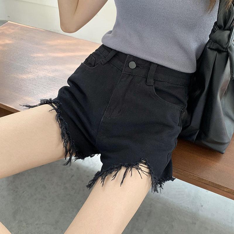Kalhoty Klasická a minimalistická móda Všestranné Děrované Dámské Volné Letní Skinny Široké nohavice Roztřepený okraj A-linie Sub Deniminové šortky Individualita