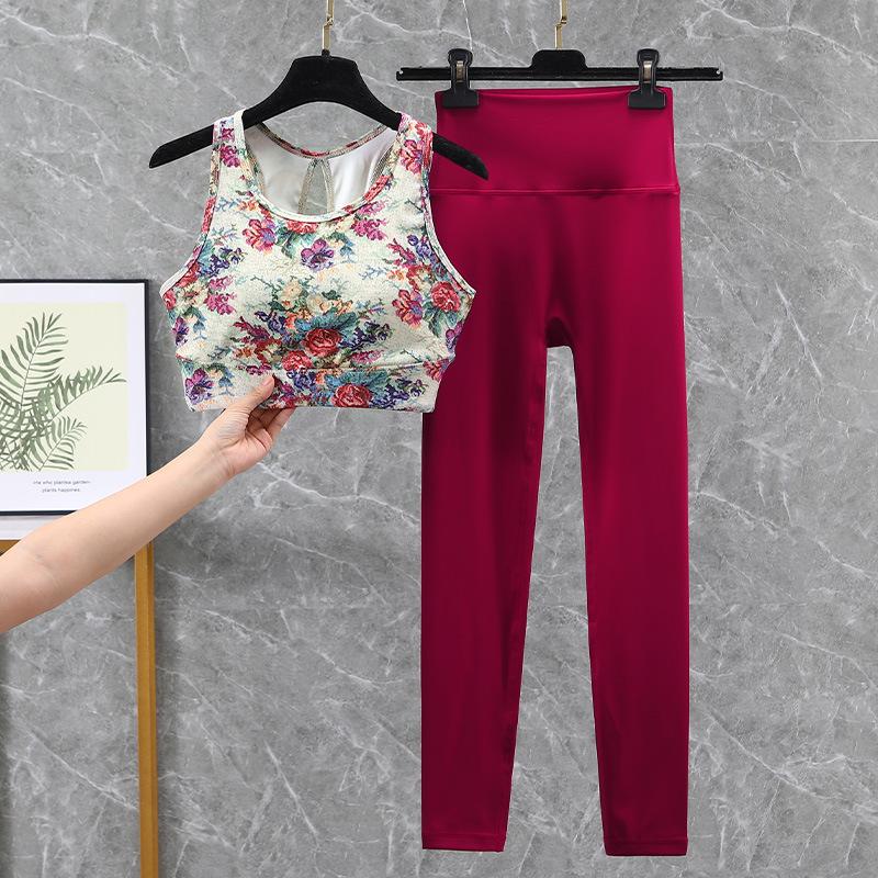 Damski strój do jogi i biegania z wysokim stanem, szybkoschnący - Podnoszący biodra, zestaw fitness na wiosnę/jesień