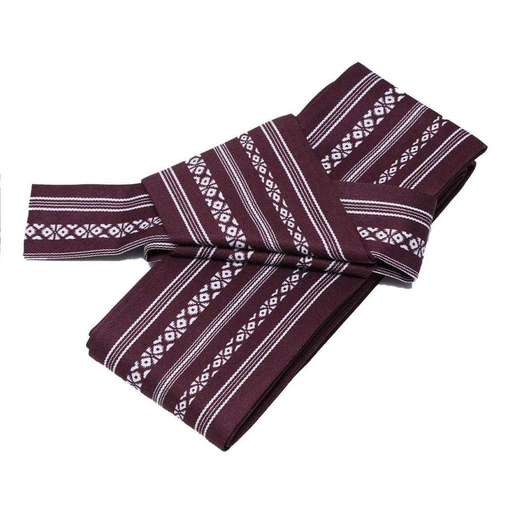 square obi with a kenjo pattern and a knot [KYOETSU] Men's one-touch shell-shaped (B-7 purple)
