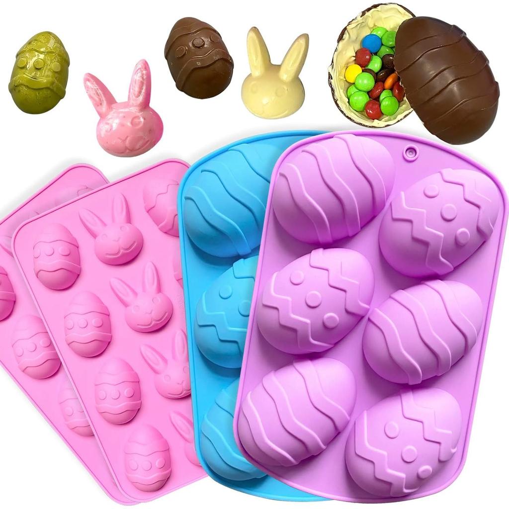 Silicone Chocolate Mold 4 Pack for Pralines, Candies, Jellies, Mousse, Cake Baking Molds Non-Stick Flexible Easy Release