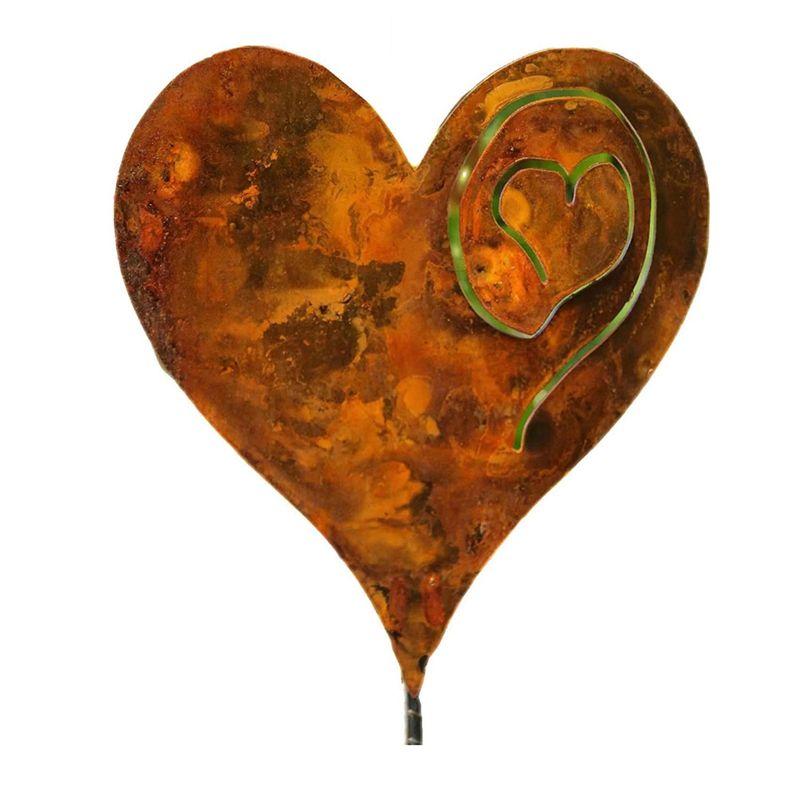 

ABUL-1PCS Love Pillar Inserted Heart Stake In The Garden Rusted Heart Made Of 14Ga Metal