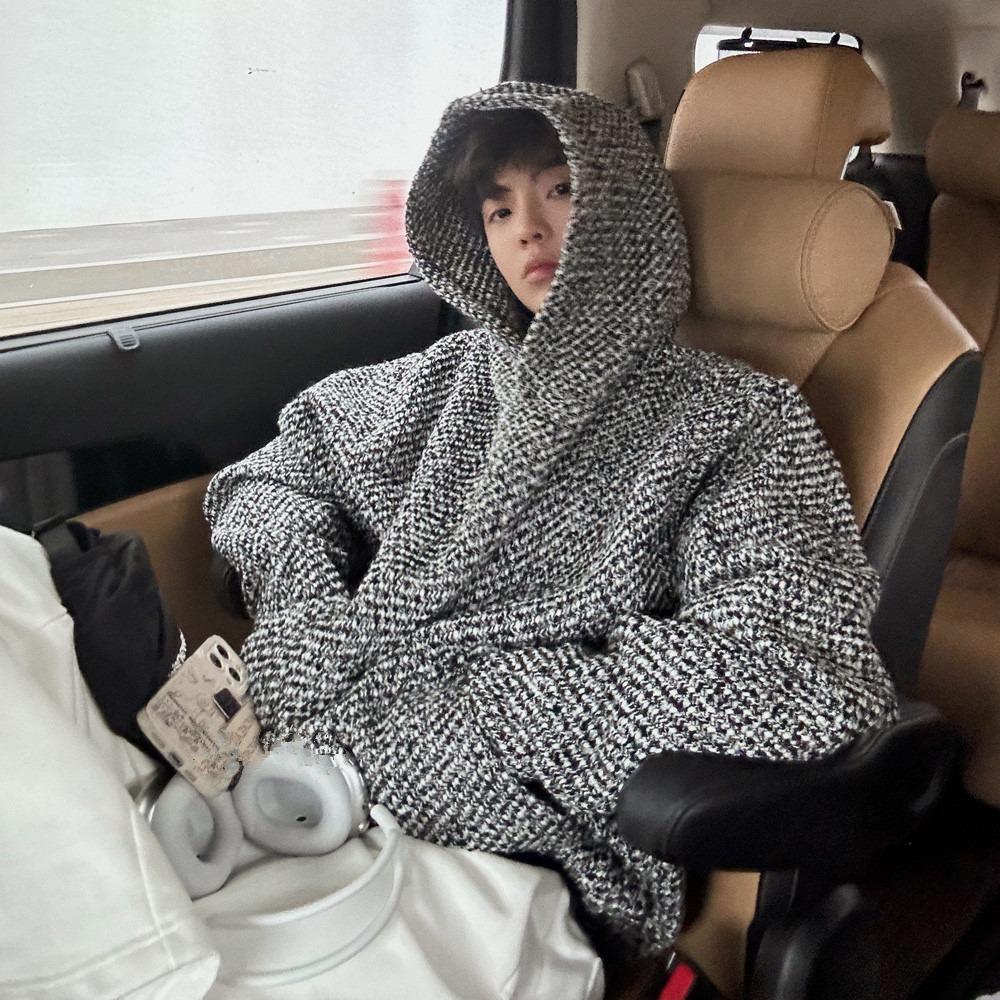 Винтажная текстура с капюшоном толстовка женская 2024 осень Y2k свободные длинные рукава — фото 3