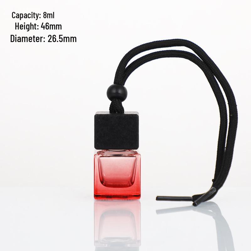 Square Car Aromatherapy Pendant - Mini Glass Essential Oil Diffuser & Decorative Fragrance Bottle