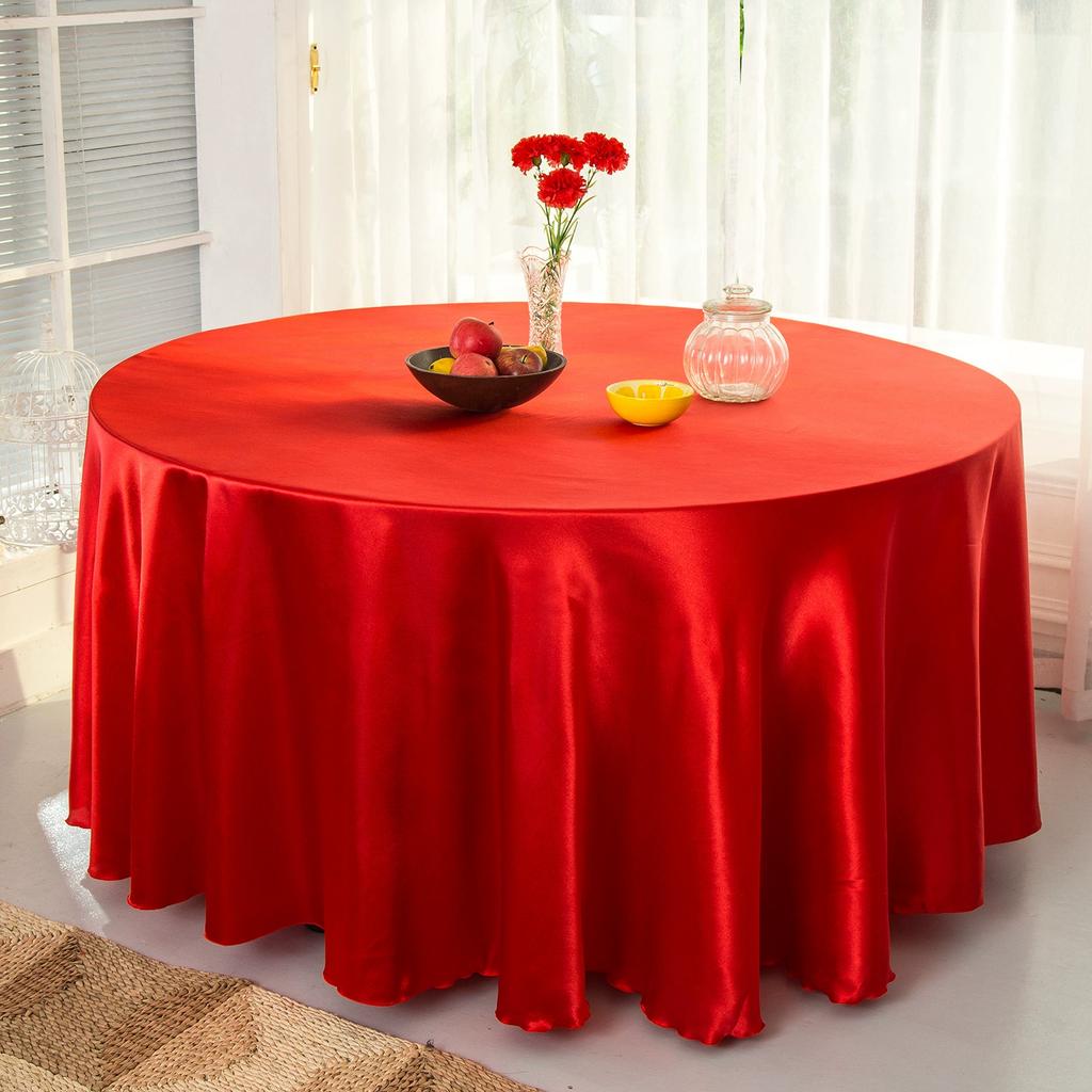 Round Table Cloth Satin Table Cover Gold Polyester for Wedding/Banquet/Restaurant -Silky Satin Dining Soft Table Decorations