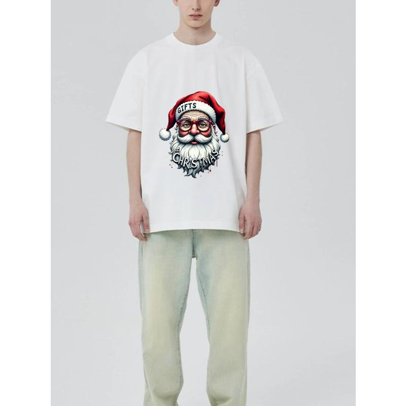 Weihnachts T-Shirt Schwarzer Weihnachtsmann mit Brille und Geschenken Text Feiertags-Partykleidung