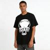 Edgy Skull Print Tee with Poker Element Streetwear for Men Women Pure cotton T-shirt