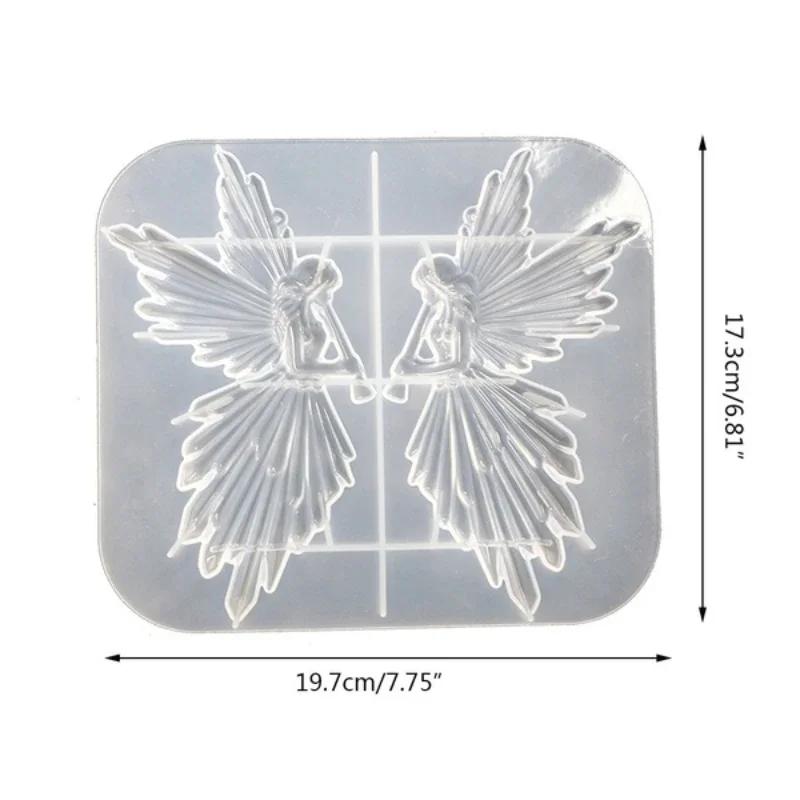 Handmade Crystal Epoxy Resin Mold Creative Diy Girl with Flute Angel Mirror Shiny Silicone Mould Crafts Ornaments Casting Tool