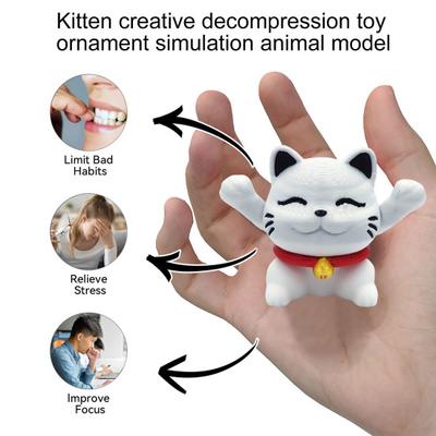 3D Printed Cat Ornament Retractable Kitten Figurine Desktop Pet Cat Fidget