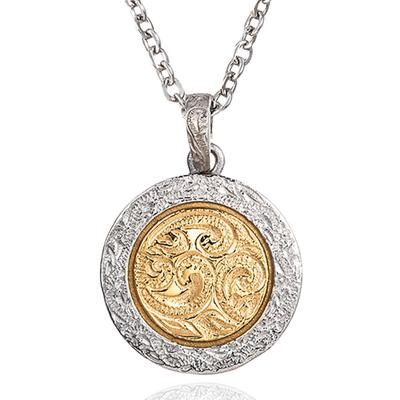 Hawaiian Jewelry Necklace Coin Medal Coin Necklace Two Tone Bicolor 20mm Pendant Brand Surgical Stainless Steel Hypoallergenic Silver Gold Golden 45cm