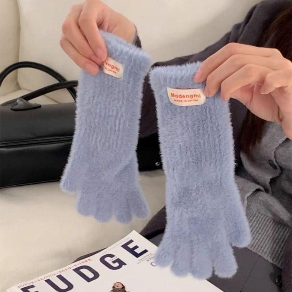 Korean Warm Winter Gloves Mink Fleece Soft Thick Knitted Gloves Touch Screen Gloves Winter Accessories