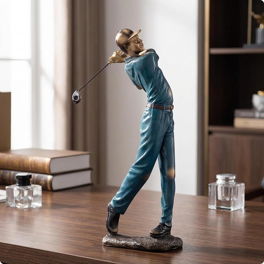 Golfer Figurine Sculpted Golf Modern for Office, TV Cabinet, Golfers