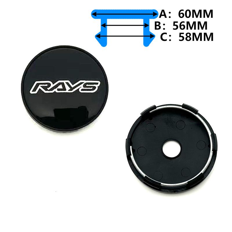 RAYS Wheel Hub Cap: 60MM Outer, 56MM Inner, 68MM Center, RAYS Logo