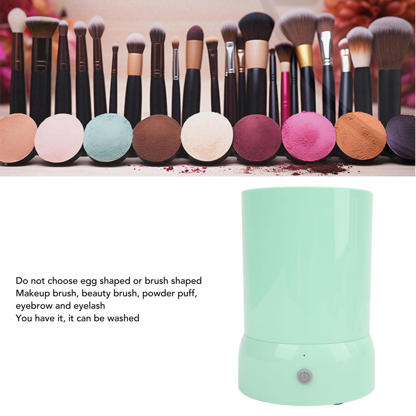 

Electric Makeup Brush Cleaner Automatic Cosmetics Brushes Sponges Washing Machine,USB Cable Powered Green